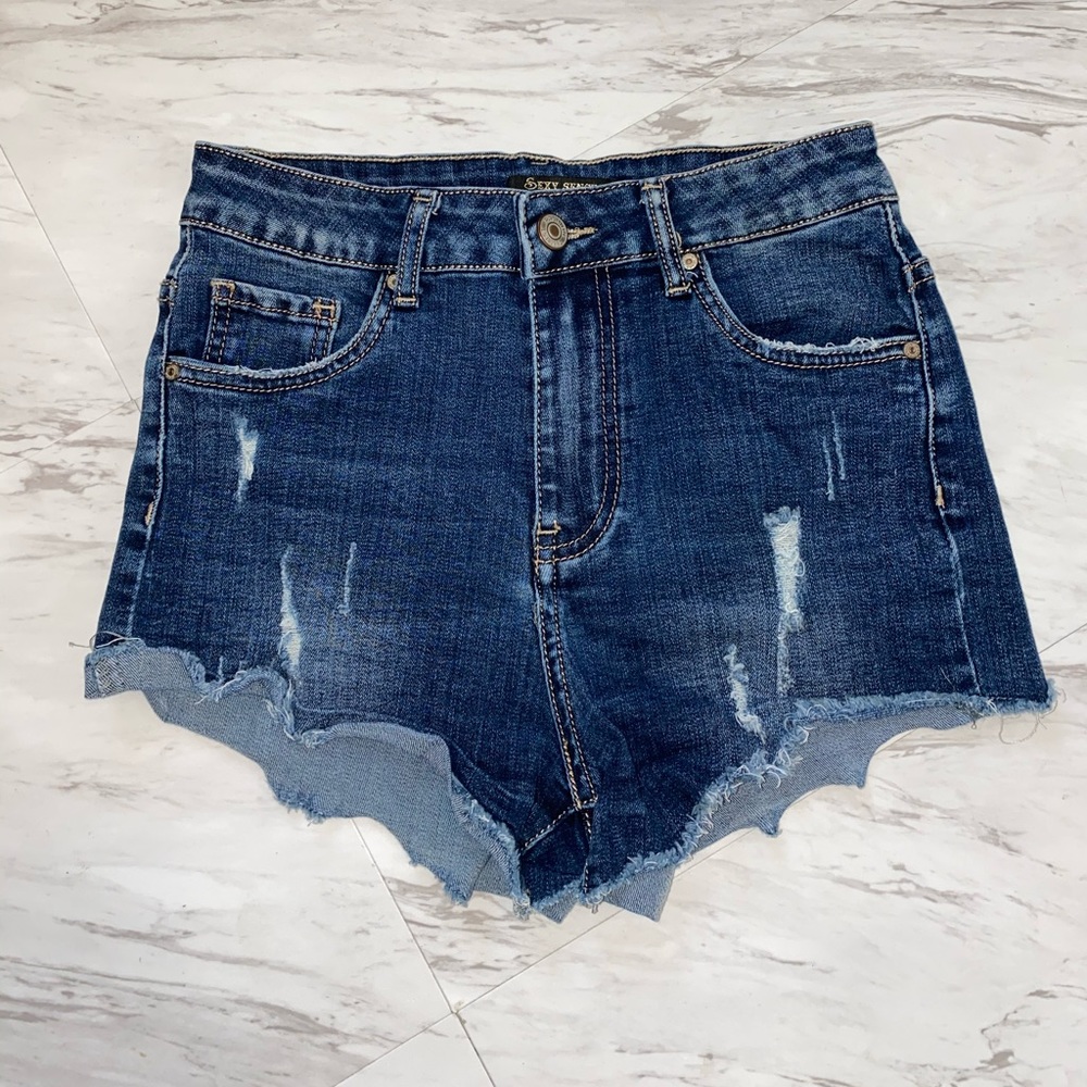 High Waisted Jean Booty Shorts